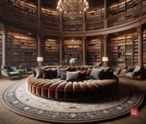 круглый диван в библиотеку на заказ