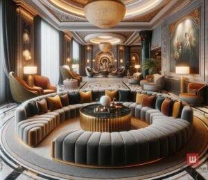 круглый диван с пуфом фото