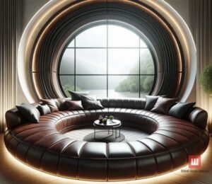 круглый диван с подушками