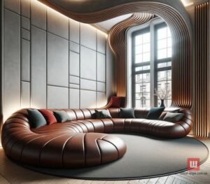 коричневый круглый диван