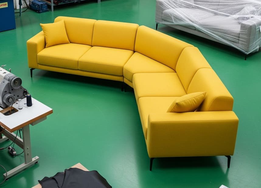 модульный желтный угловой диван